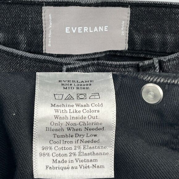 Everlane Womens Jeans Size 26 Faded Black Mid Rise Ankle Skinny Stretch Denim - Picture 6 of 9
